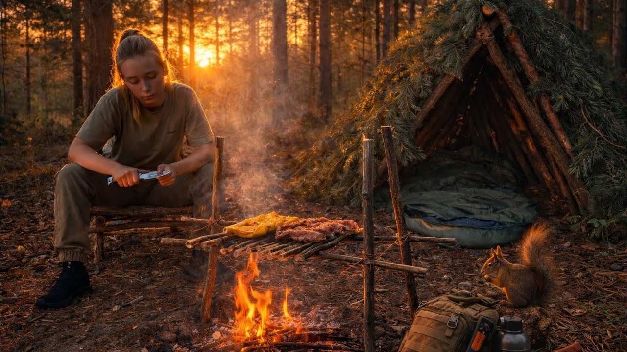 Solo Bushcraft: Cooking and Creating a Cozy Hideout