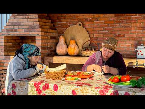 Grandma Preparing of Cauldron Cutlet With Fresh Vegetables