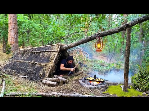 Building a Shelter to hide from the rain Survival in the