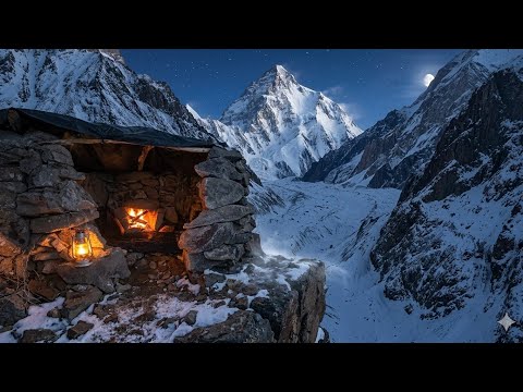 Building a survival rock shelter with a bushcraft camping