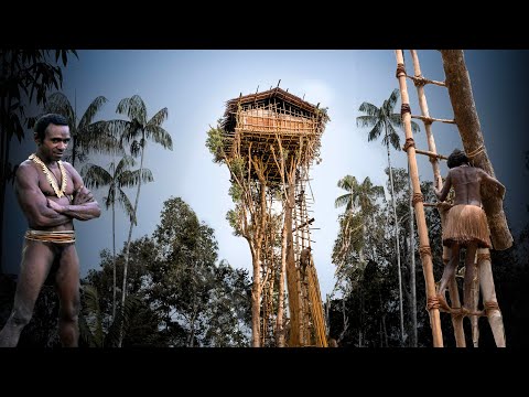 The Amazing Korowai Tribe Build a Treehouse - High in the