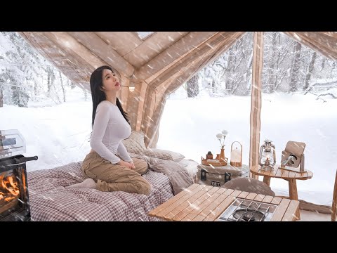 SNOW CAMPING IN THE STORM WITH NEW AIR TENT ㅣCAMP ASMR