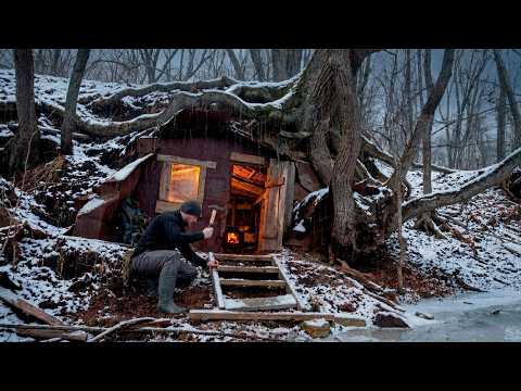 He Restored a Hidden Forest Shelter Alone in a Blizzard