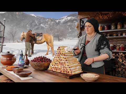A Day in The Mountains Baking Cherry Village Cake