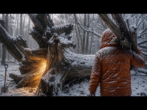 2 Days Alone in -12°C Winter Storm,Blizzard & Ice: No Tent