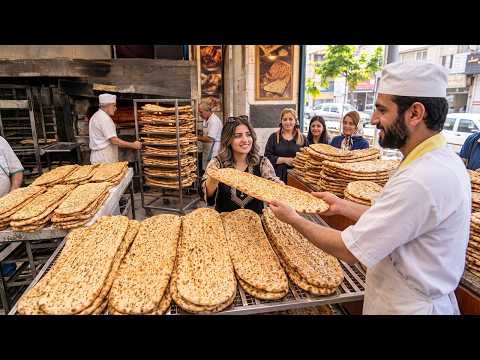 Iranian Sangak Bread in a Bakery Delicious Iranian Bread