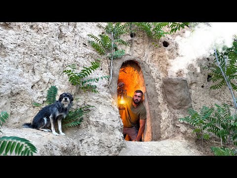 Building a Cave Primitive Survival Shelter Warm and Cozy