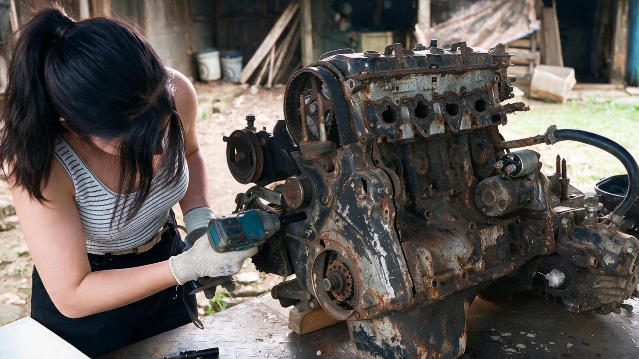 Young Woman Restores Mitsubishi Galant Pulled from a River