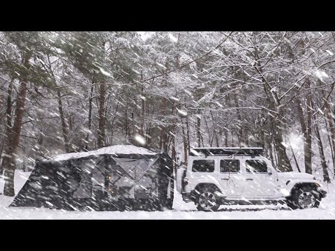 -15°C, COZY SOLO CAMPING IN A BLIZZARDㅣSnow ASMR