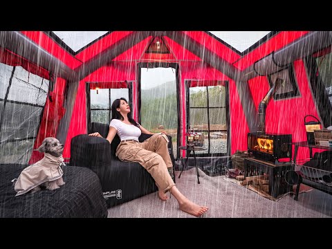 CAMPING IN HEAVY RAIN WITH 5-STAR HOTEL INFLATABLE TENT