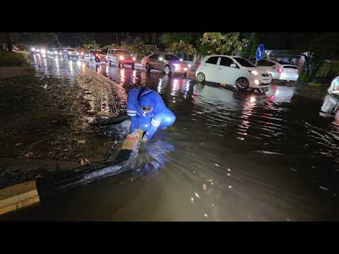 Remove all leaves and debris that are blocking drains from