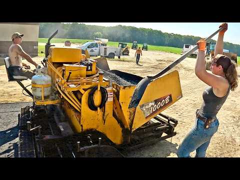 Hot Asphalt & Hard Work Amateur Paving On The Farm