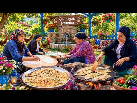 Köy Yaşamı Tandırda Gözleme Yemeği Geleneksel Bir Ailenin