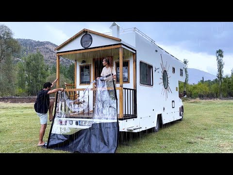 KARAVANIMIZA KIŞ BAHÇESİ YAPTIK YAĞMURDA KARAVAN KAMPI
