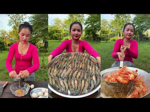Cooking deep fried shrimp with fried rice recipe
