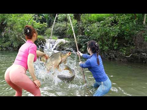 Survival Fishing on the River at the Beginning of the Rainy