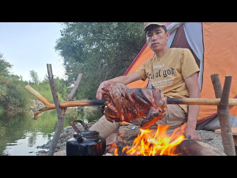 "Rotisserie Chicken by the River Peaceful Solo Camping &