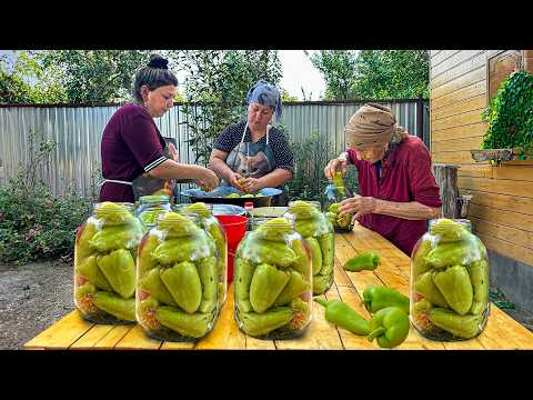 Village Style Canning | Stuffed Pickled Green Peppers for