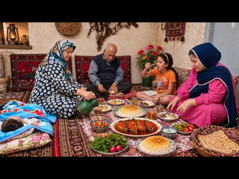 IRAN Village Life Delicious Stuffed Eggplant Recipe