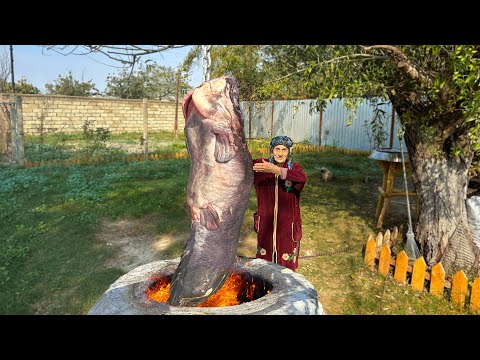 Caught Huge Catfish! and Cooked in the Big Tandoor!