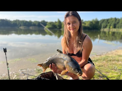 Girl Solo СampingRest & Fishingon the shore of a