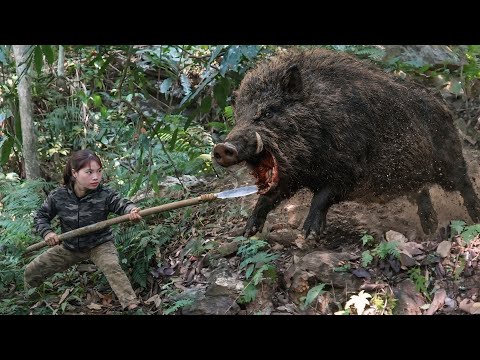 Skills to make traps to hunt wild boars, survival in the