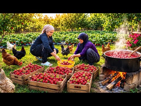 Köy Hayatı Çilek Hasadı Ve Çilek Reçeli Yapımı \ Belgesel