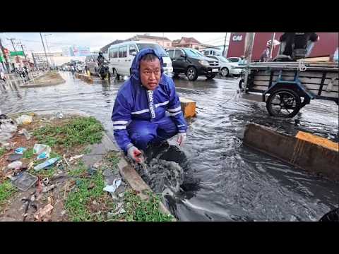 Heavy rains cause garbage and plastic to accumulate,