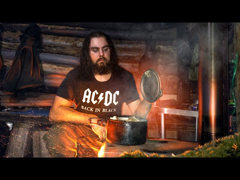 A cozy homemade cabin in the wild forest saved me ASMR