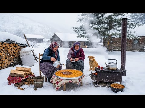One Hour of Life in a Snowy Village A Powerful Snowstorm