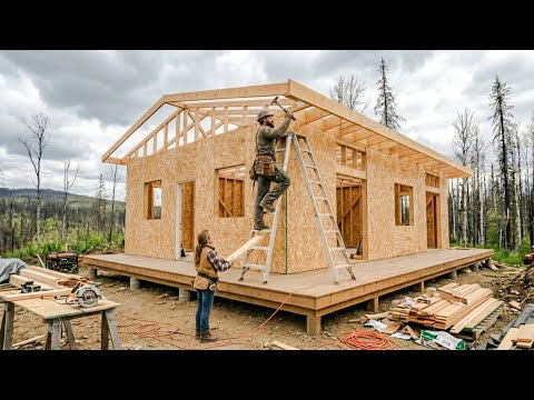 Man Builds Cozy Off-Grid Cabin with Simple Tools | Start to