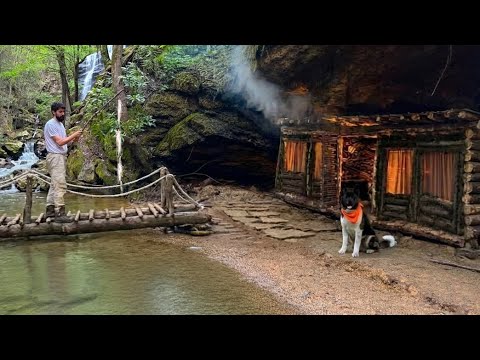 3 Days Solo SURVIVAL in Rain - I Built CAVE with Fireplace.