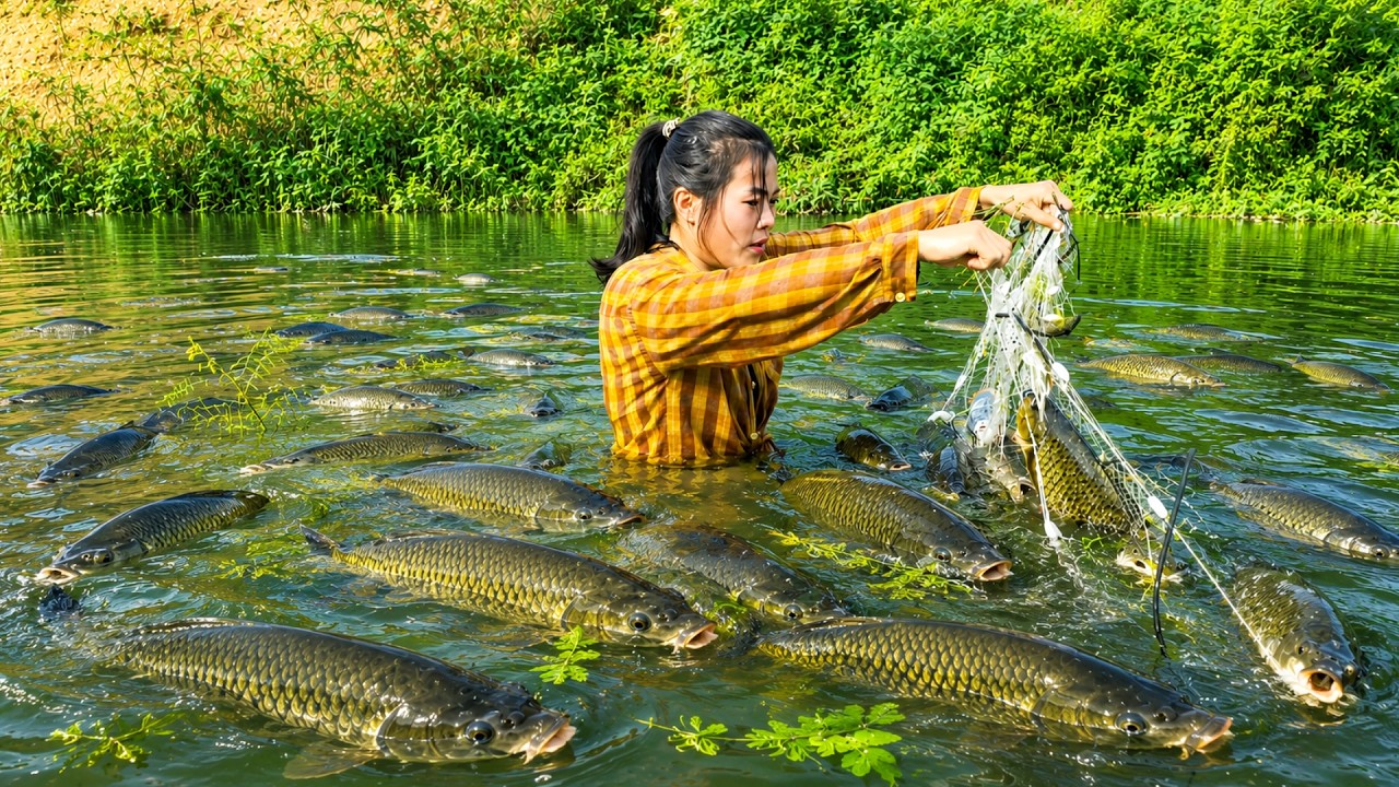 Mastering Net Fishing To Harvest 15kg Of Carp In The Lake