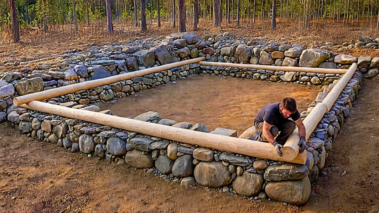 Man Builds Snow Log Cabin In The Forest Of Finland Start