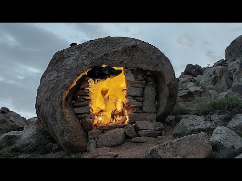 Lost in the mountains, I built my own rock shelter