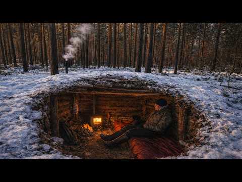 Hidden Underground Shelter in Winter Forest Secret Dugout