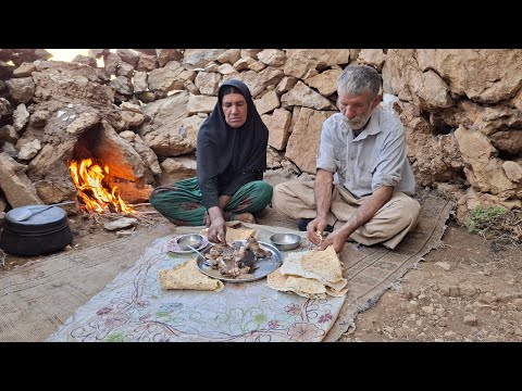 Iran nomadic life: building a shelter fireplace with stone