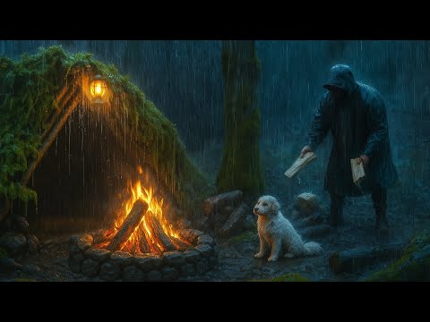 Camping in the heavy rain with my dog: Setting up the cozy