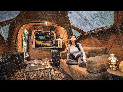 CAMPING IN THE RAIN WITH A NEW CAR TENT