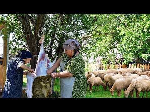 94 Years old Grandma Butchering a Young Lamb for | Rural