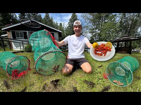 Trapping and Cooking Delicious CAJUN Crawfish at the Cabin