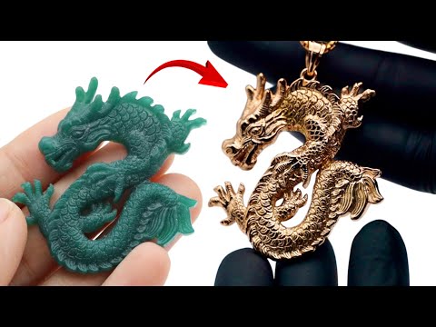 Handmade Gold Dragon pendant - how to make 18k gold Dragon
