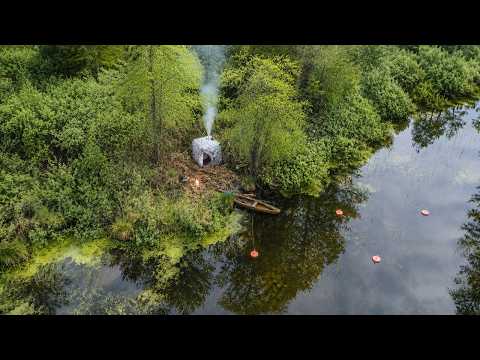 Alone in wild rivers, boat camping and hidden camp