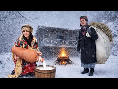 Village on a snowy day | Cooking on the stove