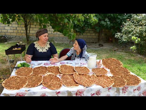 COOKING TURKISH PIZZA LAHMACUN! WITH FRESH VEGETABLES FROM