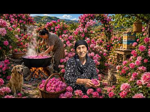 Grandma Making Traditional Rose Jam & Crispy, Aromatic