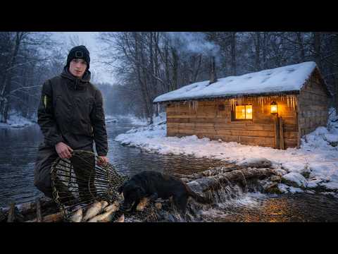 We Blocked the River to Catch Fish Overnight in a Cabin