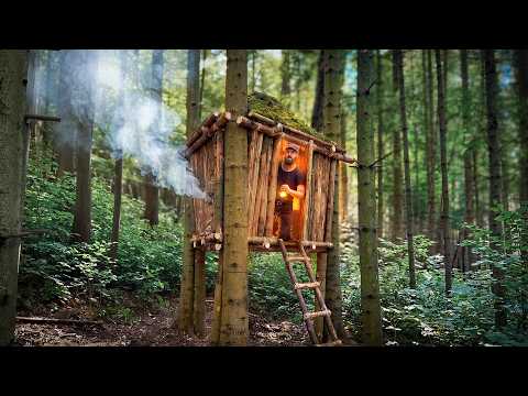 Building an Elevated Bushcraft Hut: Predator-Proof Forest