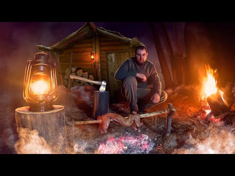 Living in the wild in winter, My forest dugout Bushcraft