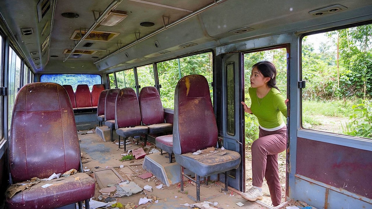 Young Woman Turns ABANDONED BUS into a CAFE on Wheels